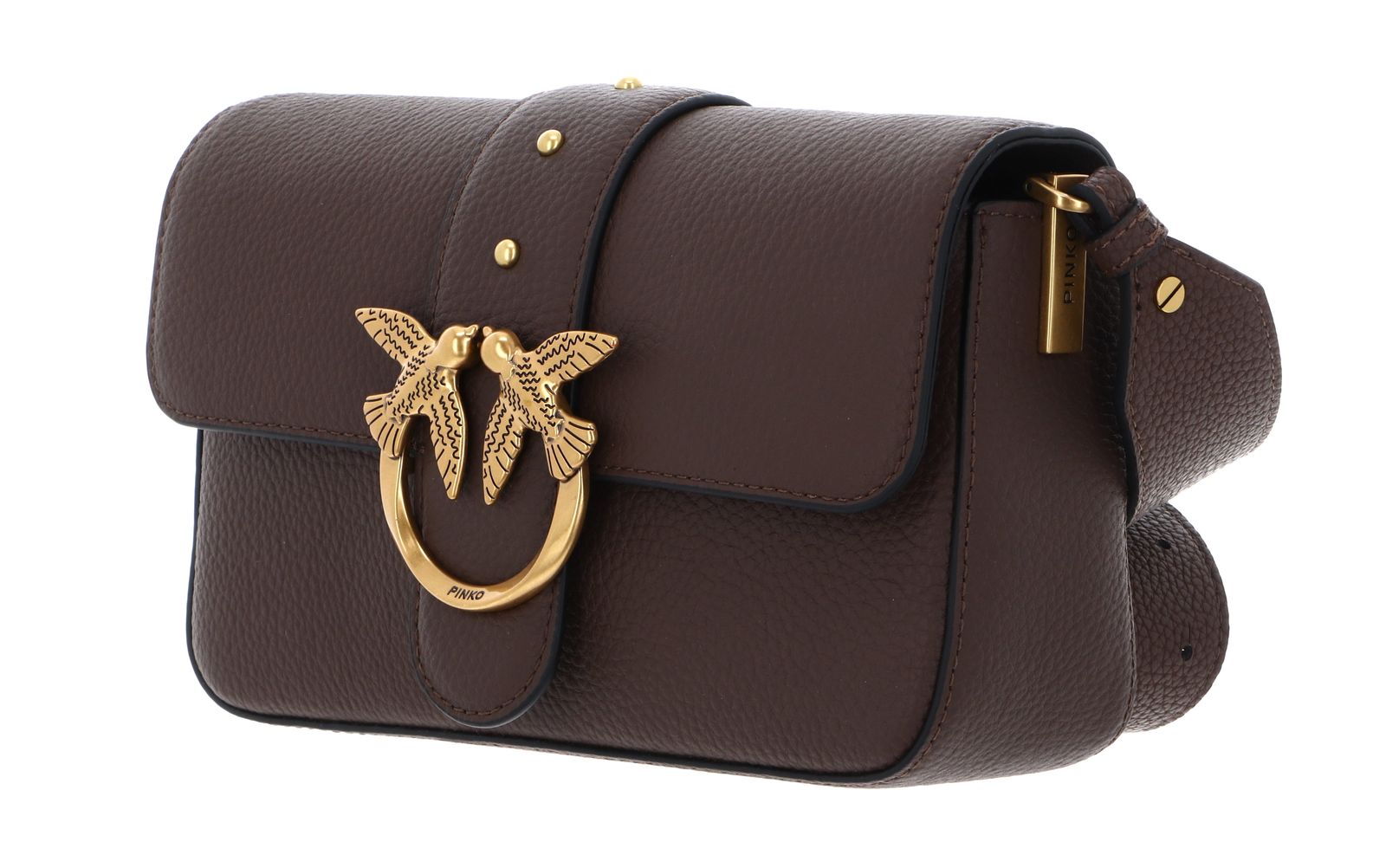 PINKO Love One Mini Slouchy FL S Cioccolate Amaro - Antique Gold PINKO Love One Mini Slouchy FL S Cioccolate Amaro - Antique Gold