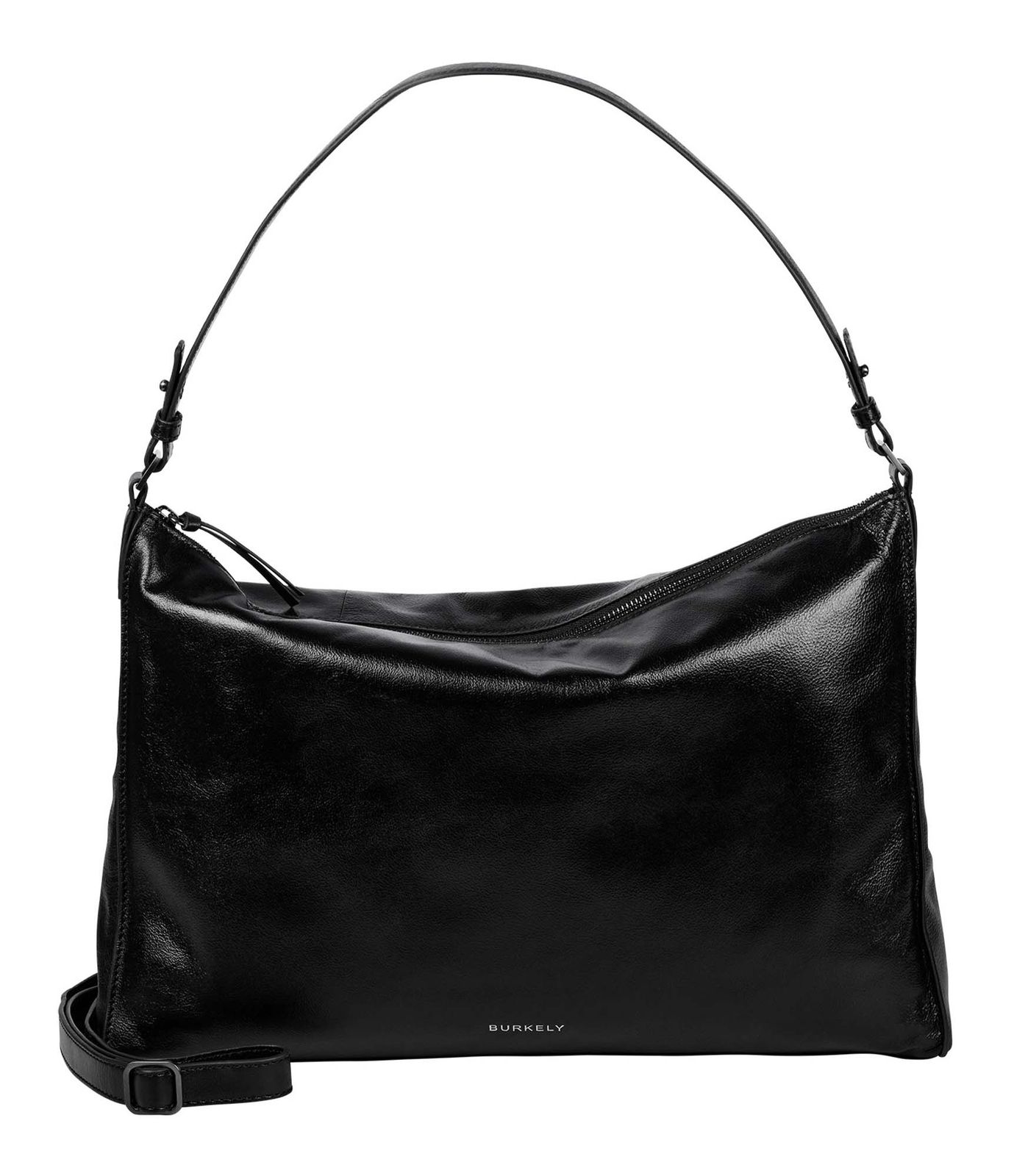 BURKELY Creased Crystal Wide Hobo Bag Black