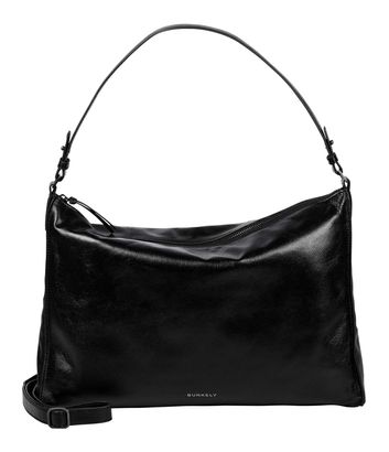 BURKELY Creased Crystal Wide Hobo Bag Black