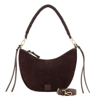 FREDsBRUDER Weave Harmony Round Midi Hobo Bag Dark Chocolate