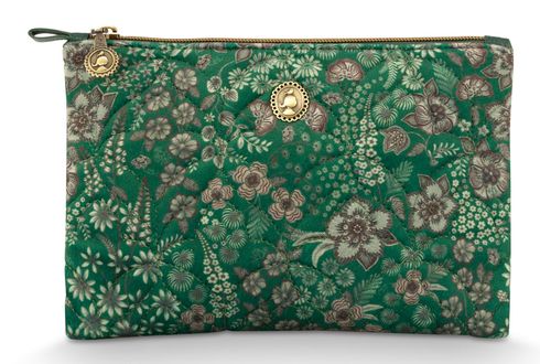 Pip Studio Charly Cosmetic Flat Pouch Quilted Daisy Dreams M Green