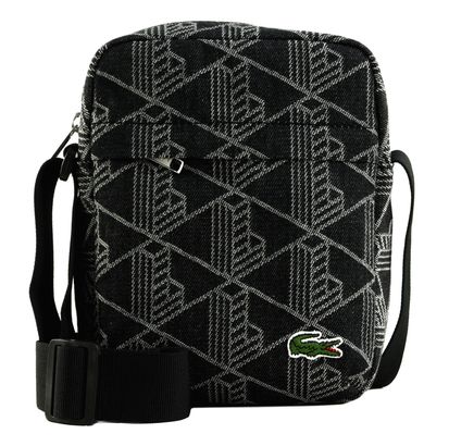 LACOSTE Vertical Camera Bag Mono Jacquard Denim Noir