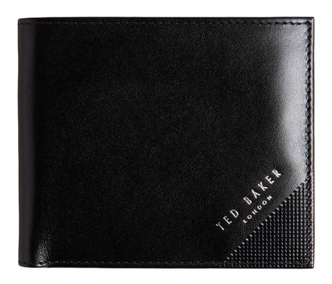 Ted Baker Embossed Corner Leather Bifold Coin Wallet Black