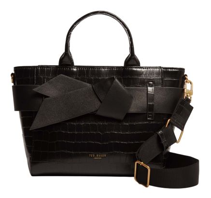 Ted Baker Jjosia Croc Effect Knot Bow Crossbody Bag Black Ted Baker Jjosia Croc Effect Knot Bow Crossbody Bag Black