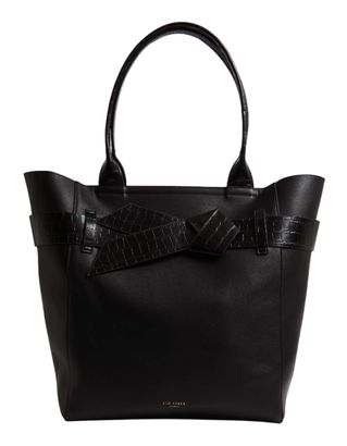 Ted Baker Jjoslyn Croc Effect Knot Bow Tote Bag Black