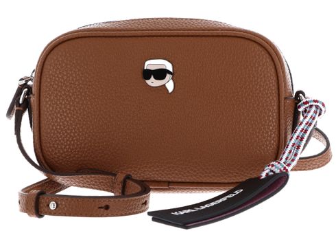 KARL LAGERFELD Ikon Pebble Slim Camera Bag Dark Tan