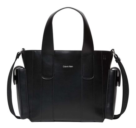 Calvin Klein Webbing Strap Small Tote Black / Old Silver