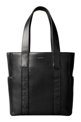 Calvin Klein Webbing Strap Tote Black / Old Silver