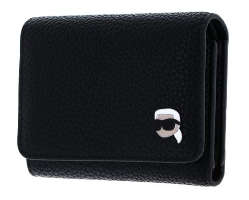 KARL LAGERFELD Ikon Pebble Pin Trifold Wallet M Black