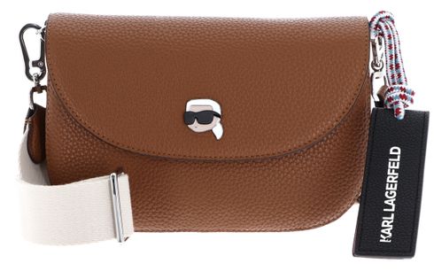KARL LAGERFELD Ikon Pebble Flap Crossbody Dark Tan