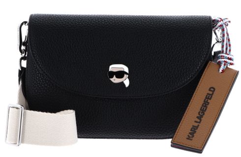 KARL LAGERFELD Ikon Pebble Flap Crossbody Black