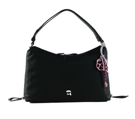 KARL LAGERFELD Ikon Nylon Drawstring Shoulder Bag Black KARL LAGERFELD Ikon Nylon Drawstring Shoulder Bag Black