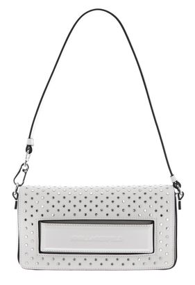 KARL LAGERFELD Ikon / K Studs Soft Shoulder Bag Cement Embelishment KARL LAGERFELD Ikon / K Studs Soft Shoulder Bag Cement Embelishment