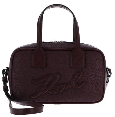 KARL LAGERFELD Bauletto Grainy Crossbody Bag Windsor Burgundy