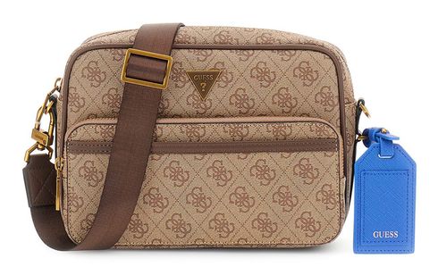 GUESS Milano Crossbody Double Zip Bag Beige / Brown