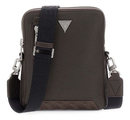 GUESS Torino Crossbody Double Zip Bag Dark Brown
