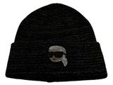 KARL LAGERFELD Ikon Rhinestone Lurex Beanie Black KARL LAGERFELD Ikon Rhinestone Lurex Beanie Black