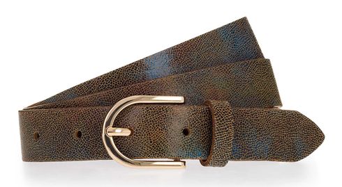 Tamaris Leather Belt W75 Taupe - Dark Brown