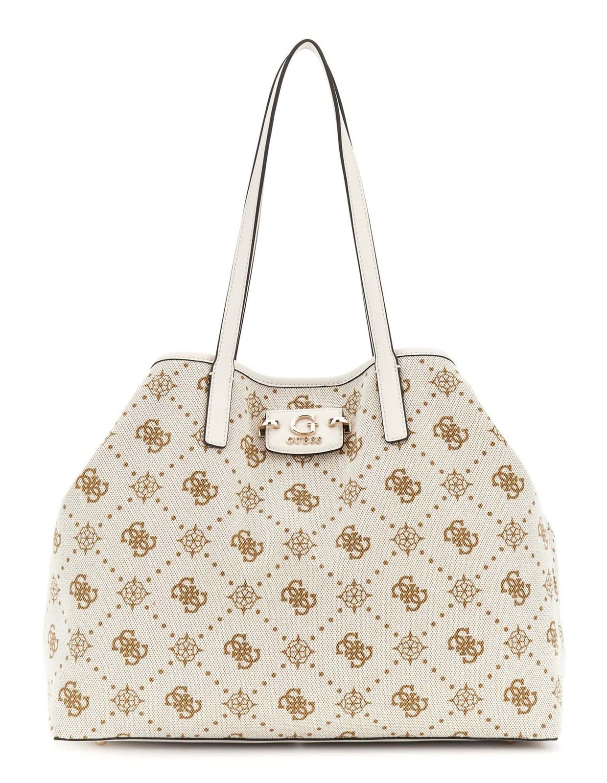 GUESS Neda Large 2 in 1 Tote Bag Creme White Logo GUESS Neda Large 2 in 1 Tote Bag Creme White Logo