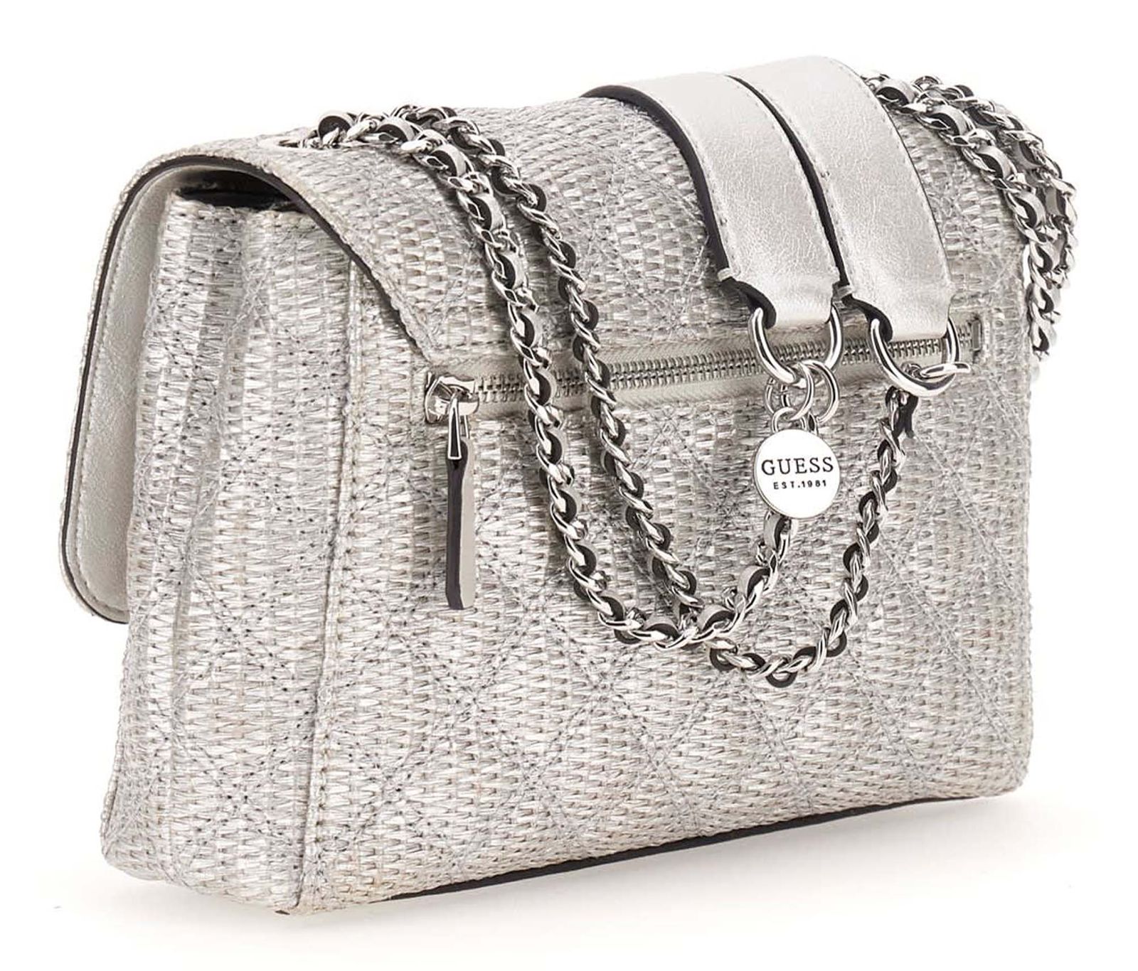 GUESS Giully II Compound Convertible Flap Bag Silber GUESS Giully II Compound Convertible Flap Bag Silber