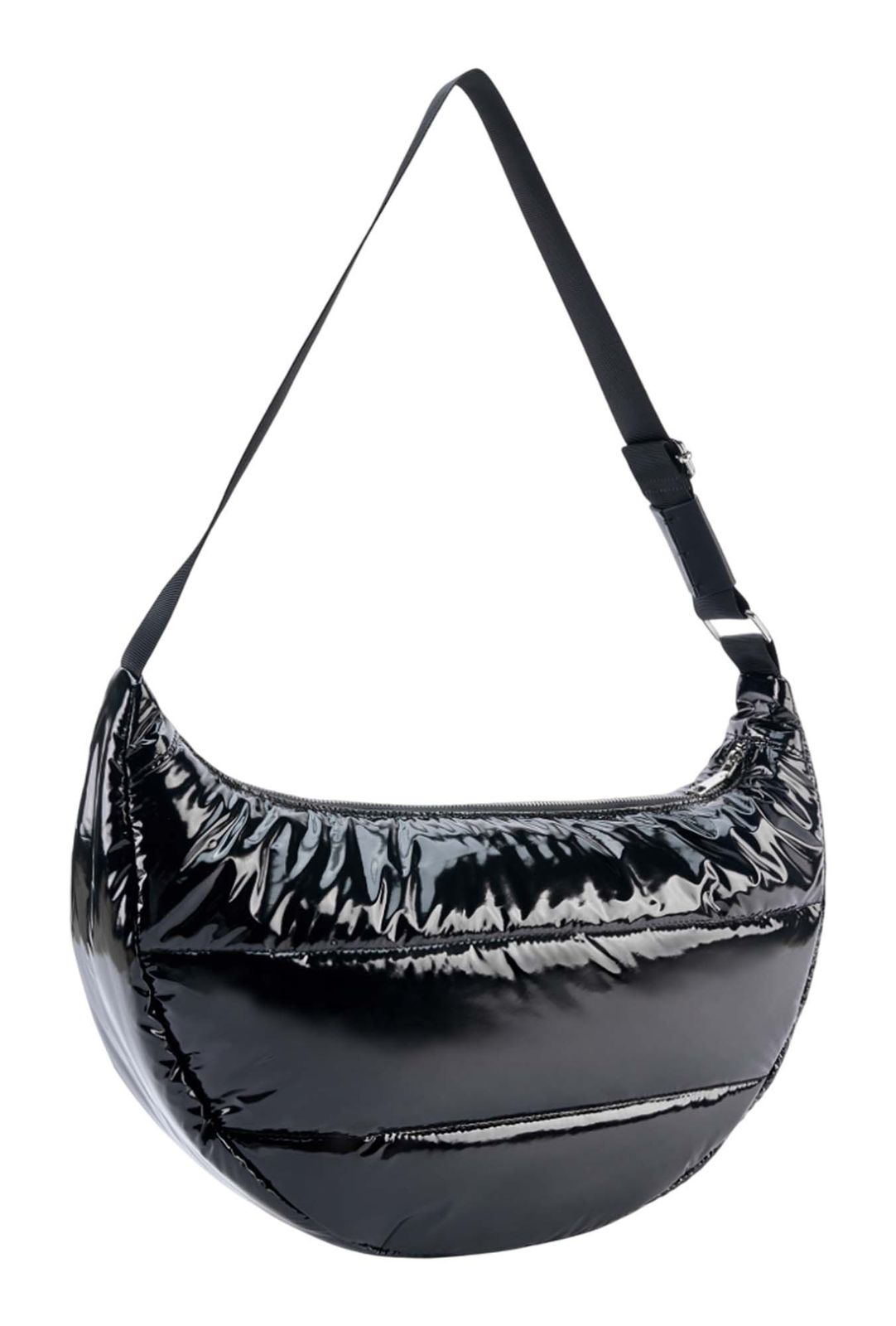 SEIDENFELT MANUFAKTUR Norrlida Glossy Nylon Halfmoon Bag Black SEIDENFELT MANUFAKTUR Norrlida Glossy Nylon Halfmoon Bag Black