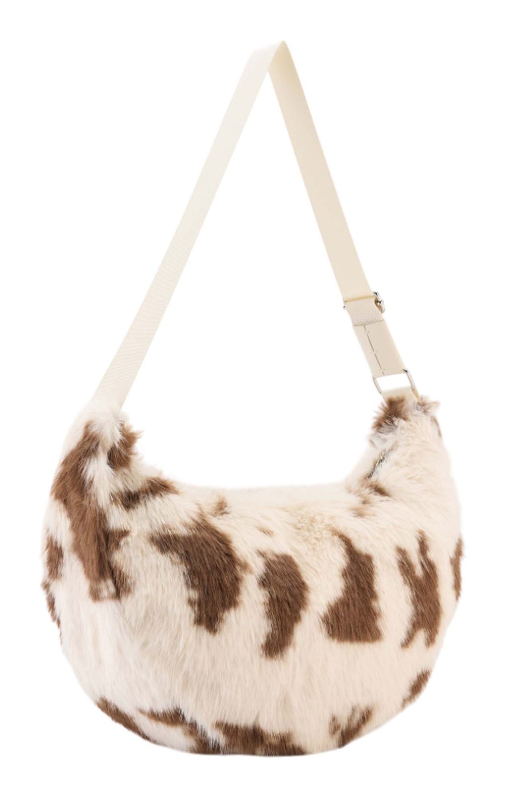 SEIDENFELT MANUFAKTUR Norrlida Halfmoon Bag Cow White & Brown SEIDENFELT MANUFAKTUR Norrlida Halfmoon Bag Cow White & Brown