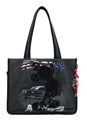 Desigual Mickey Studs Khiva Shopping Bag Denim Dark Grey