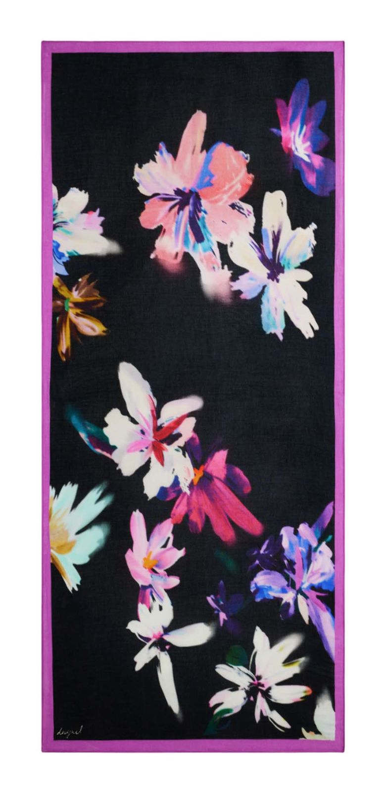 Desigual Floral Garden Rectangle Foulard Black Desigual Floral Garden Rectangle Foulard Black