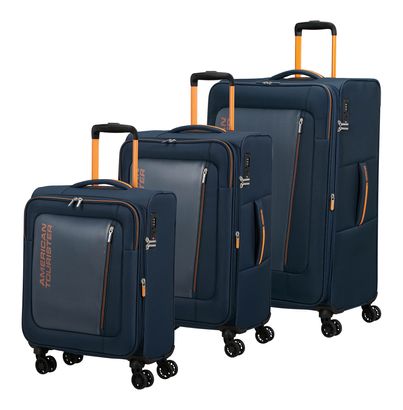 American Tourister Aktivus 3 PC Set A Dark Navy / Radiant Orange American Tourister Aktivus 3 PC Set A Dark Navy / Radiant Orange