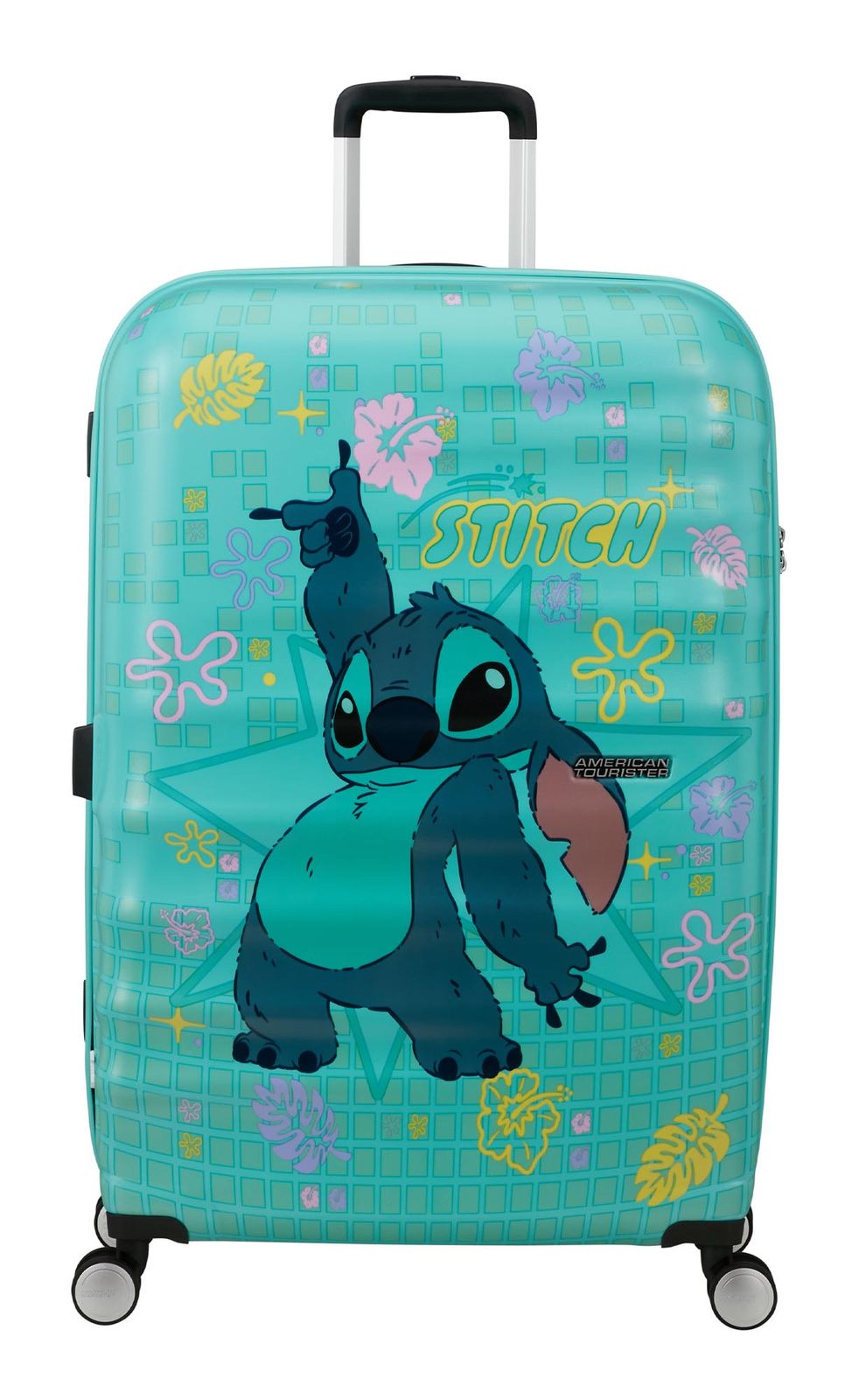 American Tourister Wavebreaker Disney Spinner 77 / 28 Disney Trolley Stitch Flower