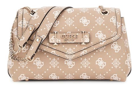 GUESS Silia Convertible Xbody Flap Bag Biscotti Logo