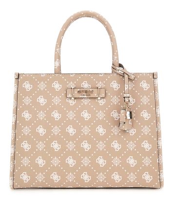 GUESS Silia 2 Compartment Tote Bag Biscotti Logo GUESS Silia 2 Compartment Tote Bag Biscotti Logo