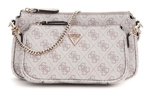 GUESS Noelle II Double Pouch Crossbody Bag Dark Taupe Logo