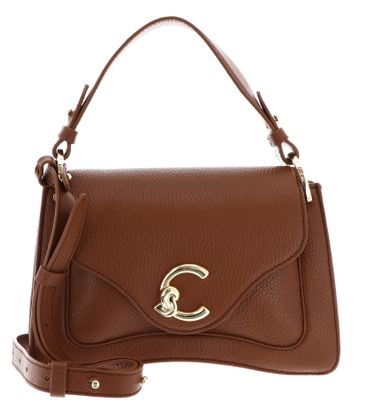 COCCINELLE C-Me Grained Leather Handbag Cognac