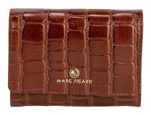 Marc Picard Croco Wallet with Flap S Cognac