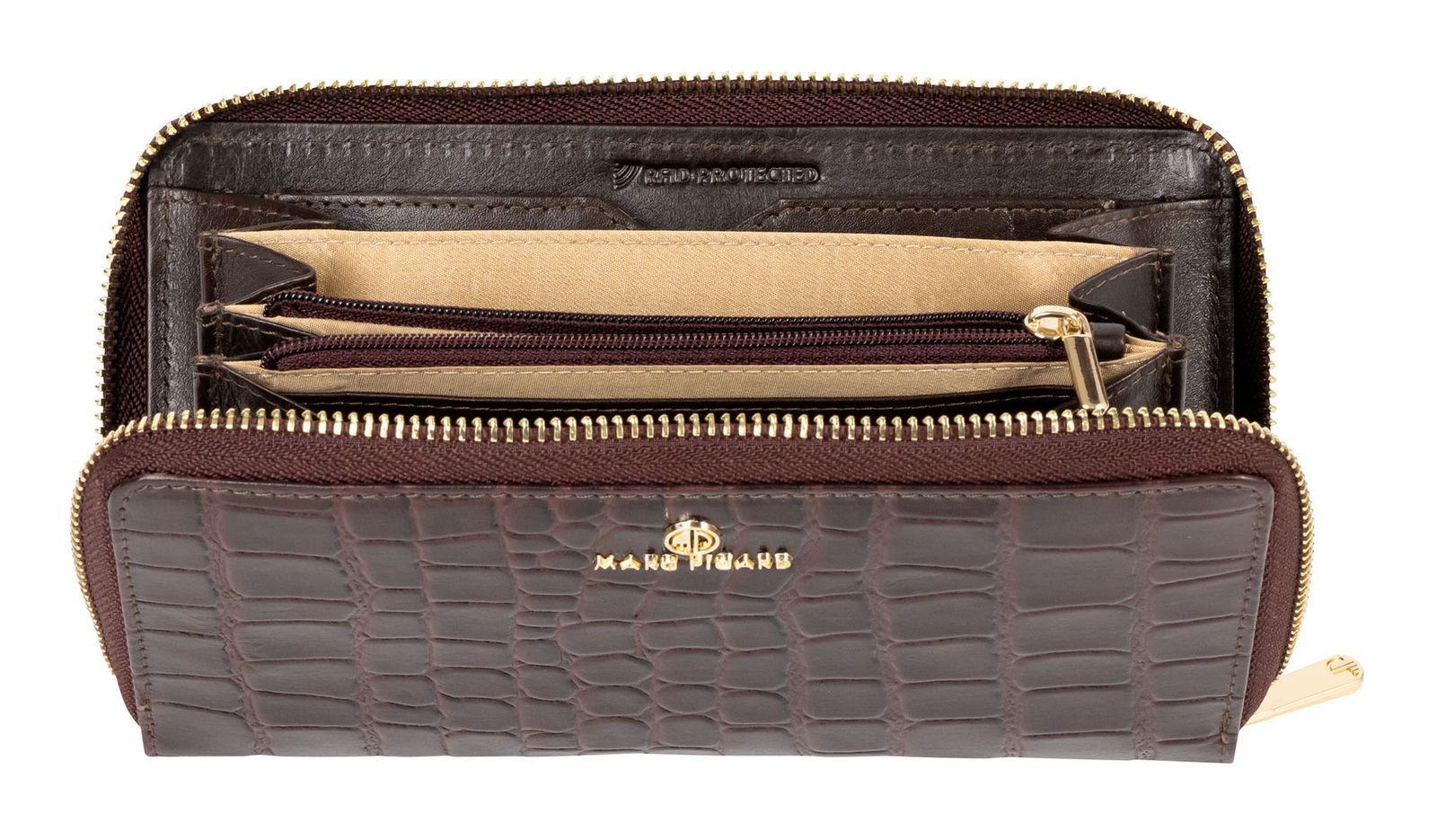 Marc Picard Croco Zip Wallet L Brown Marc Picard Croco Zip Wallet L Brown