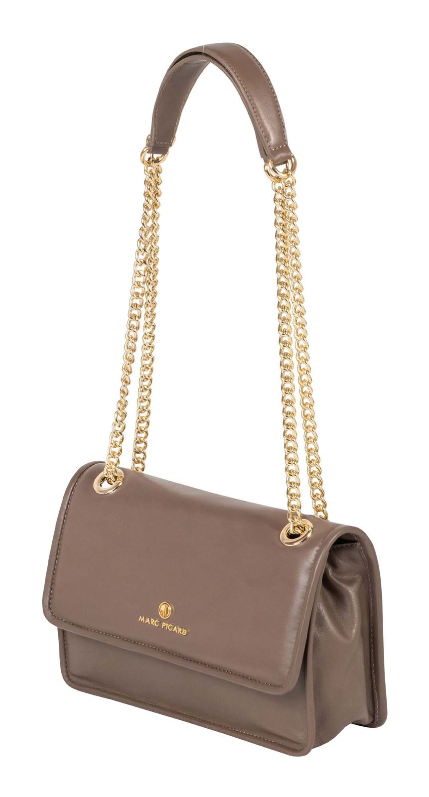 Marc Picard Umbria Shoulder Bag with Metal Strap Taupe Marc Picard Umbria Shoulder Bag with Metal Strap Taupe