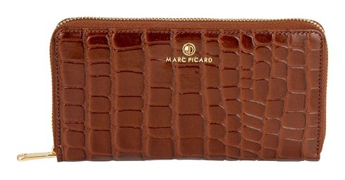 Marc Picard Croco Zip Wallet L Cognac