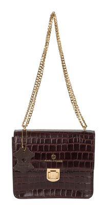 Marc Picard Croco Shoulder Bag with Lock Brown