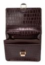 Marc Picard Croco Shoulder Bag with Lock Brown Marc Picard Croco Shoulder Bag with Lock Brown