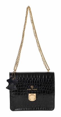 Marc Picard Croco Shoulder Bag with Lock Black