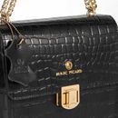 Marc Picard Croco Shoulder Bag with Lock Black Marc Picard Croco Shoulder Bag with Lock Black