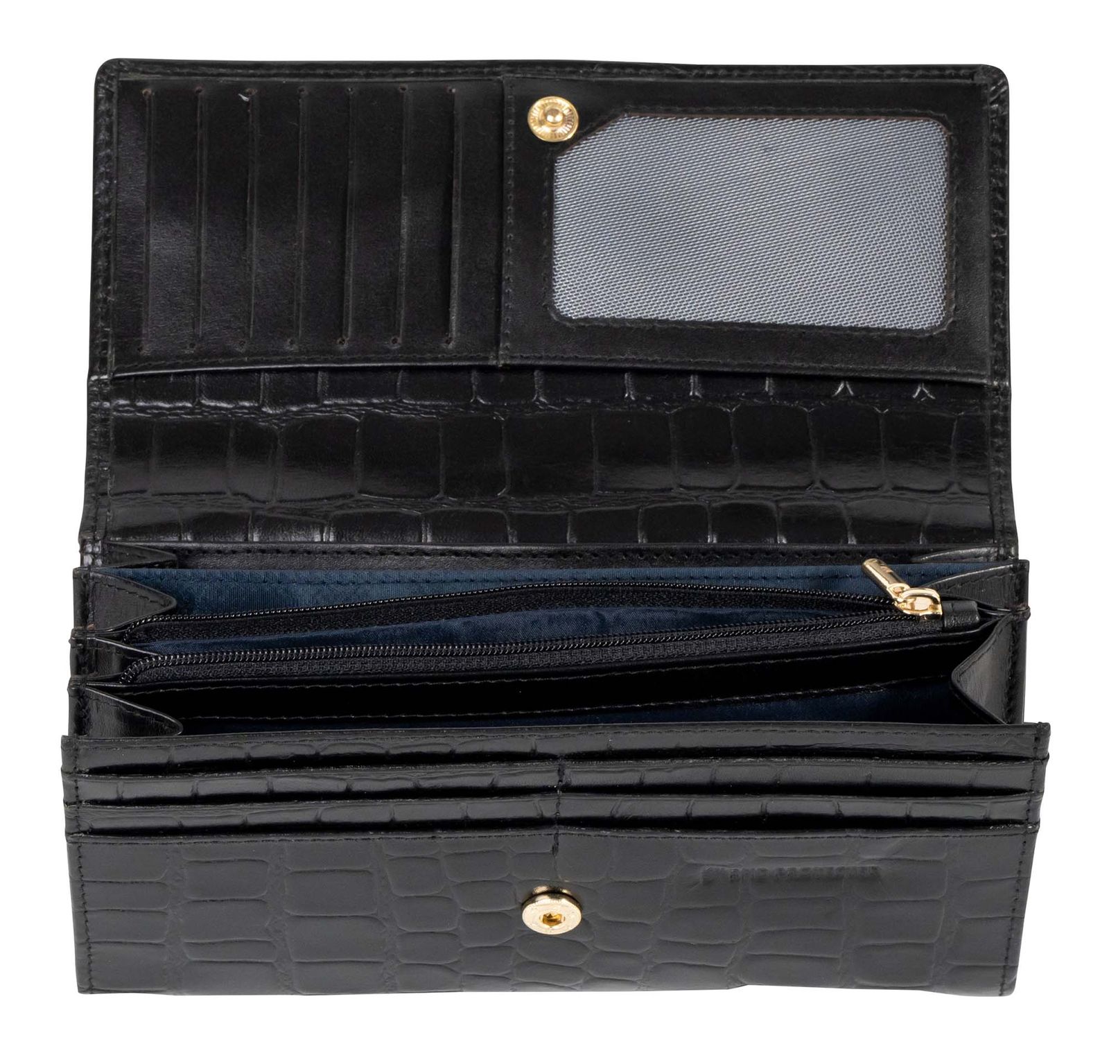 Marc Picard Croco Wallet with Flap L Black Marc Picard Croco Wallet with Flap L Black