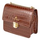 Marc Picard Croco Shoulder Bag with Lock Cognac Marc Picard Croco Shoulder Bag with Lock Cognac