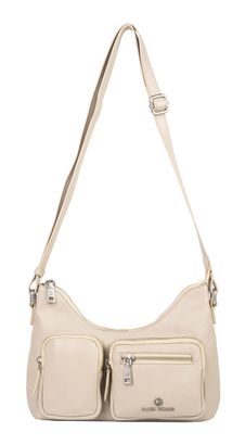 Marc Picard Maremma Shoulder Bag with Front Pockets Cream White