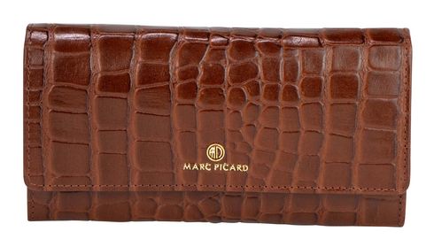Marc Picard Croco Wallet with Flap L Cognac