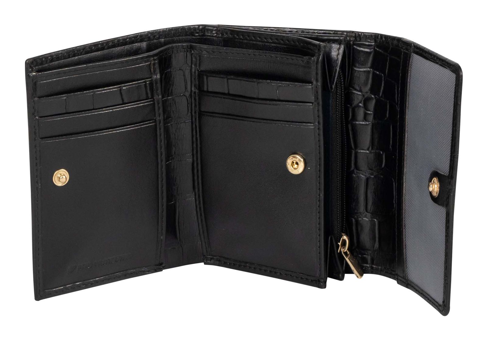 Marc Picard Croco Wallet with Flap S Black Marc Picard Croco Wallet with Flap S Black
