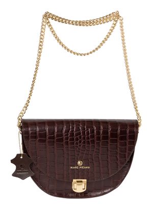 Marc Picard Croco Shoulder Bag Moon Brown