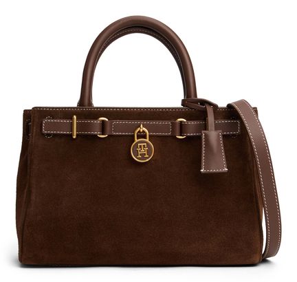 TOMMY HILFIGER American Icon Mini Tote Bag Suede Le Legacy Brown TOMMY HILFIGER American Icon Mini Tote Bag Suede Le Legacy Brown