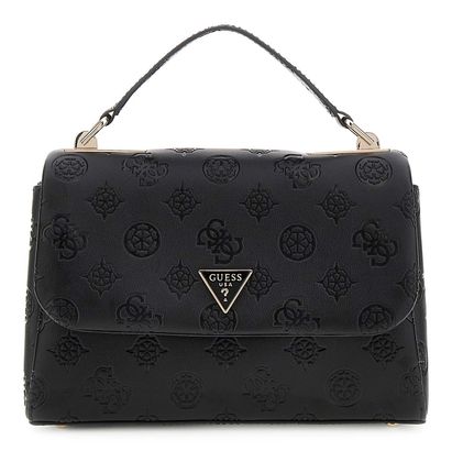 GUESS Tisha Top Handle Flap Bag Black Logo